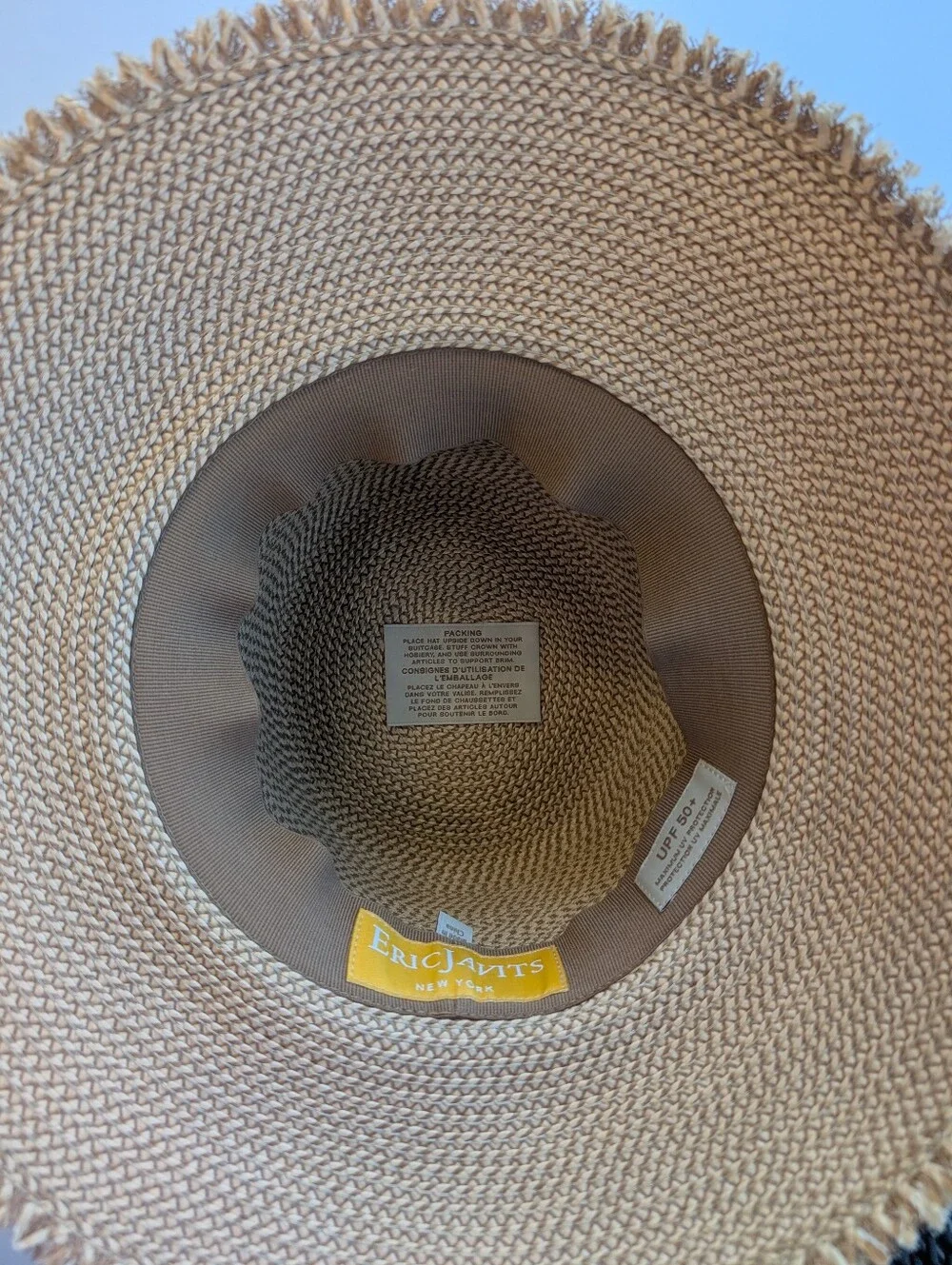 Eric Javits - Foldable Squishee - Straw Bucket Hat in Natural Beige - Size M/L - Picture 6 of 16